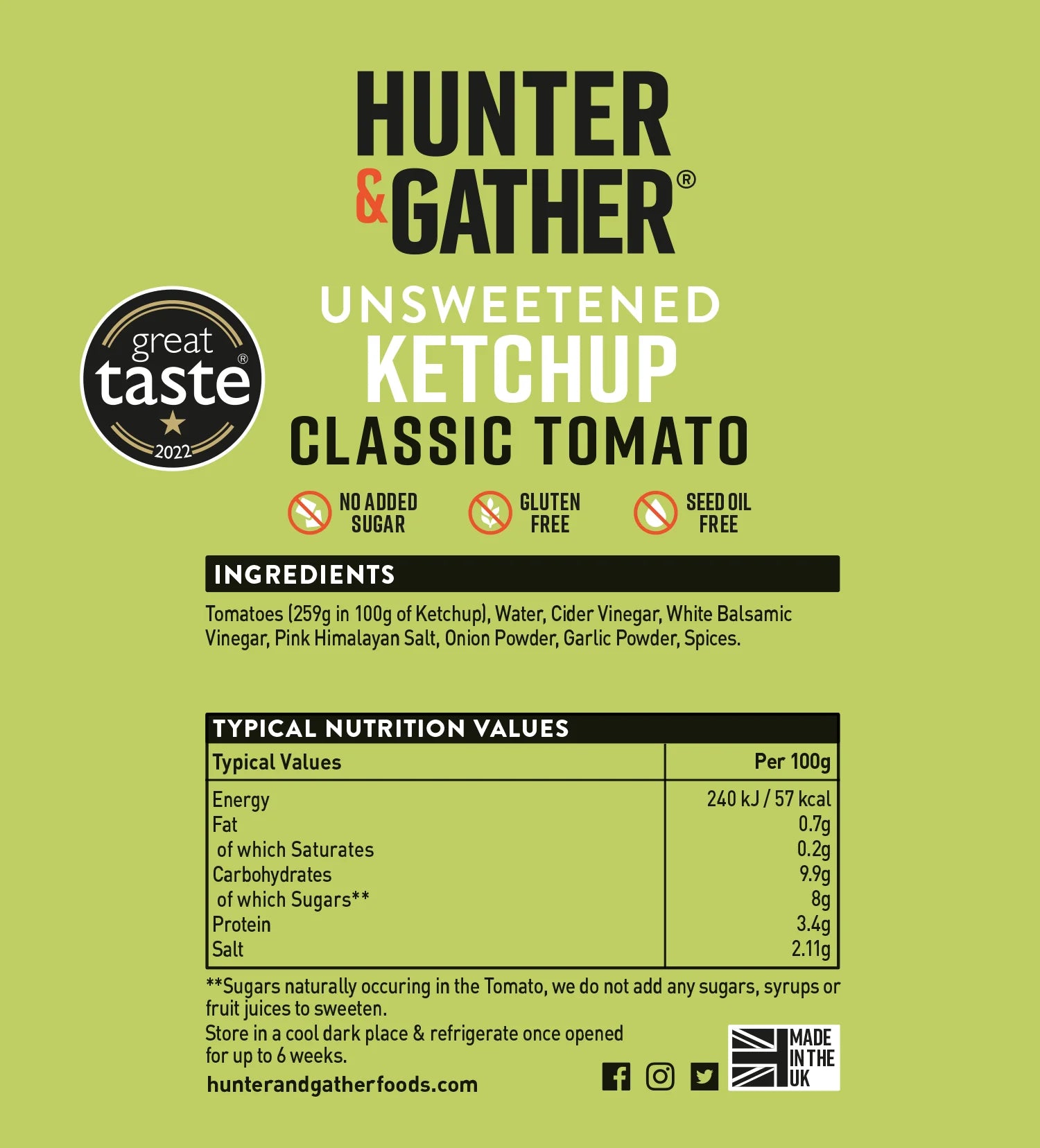 Hunter & Gather Unsweetened Tomato Ketchup