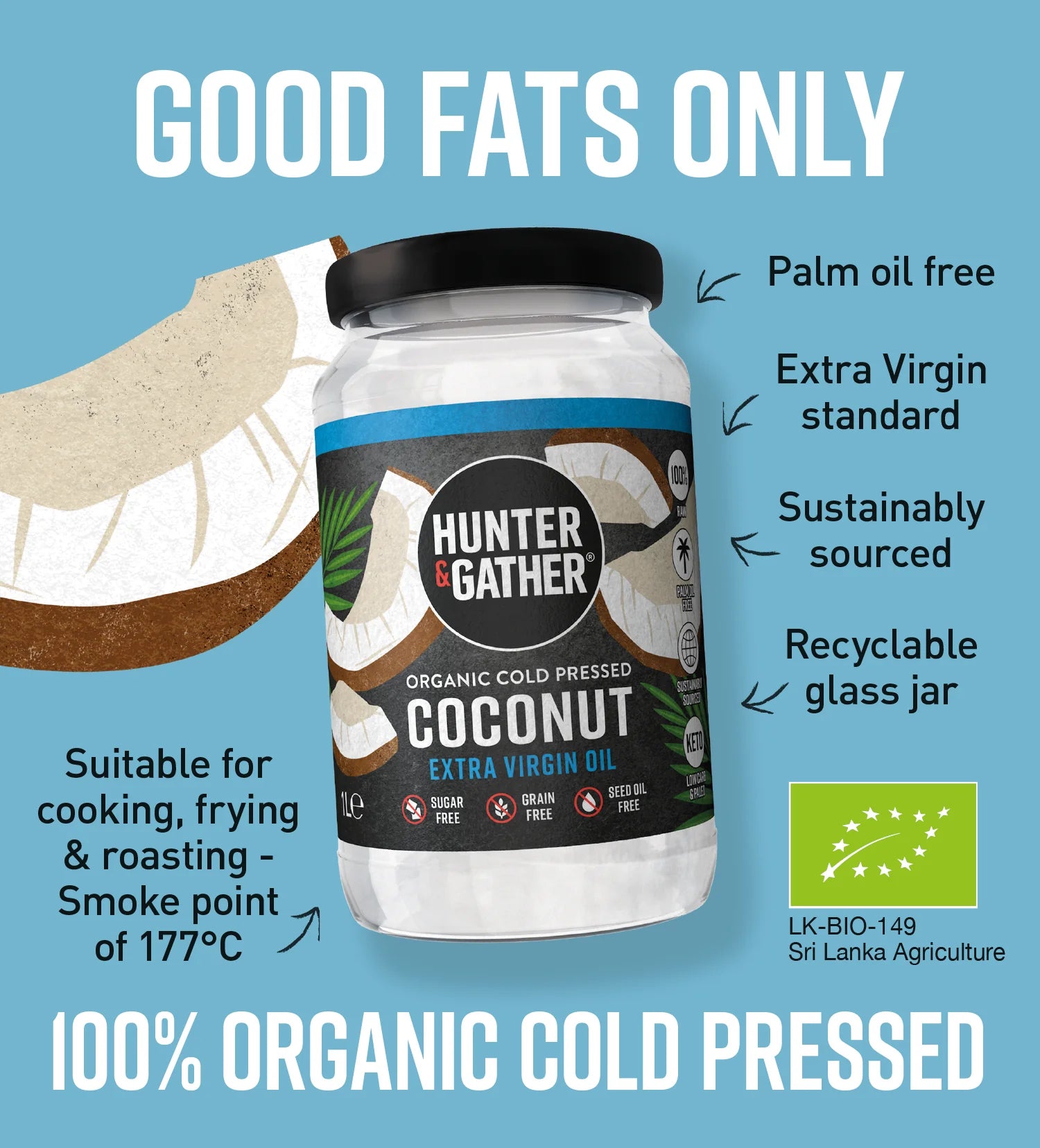 Hunter and Gather Organic Virgin Coconut Oil 1L