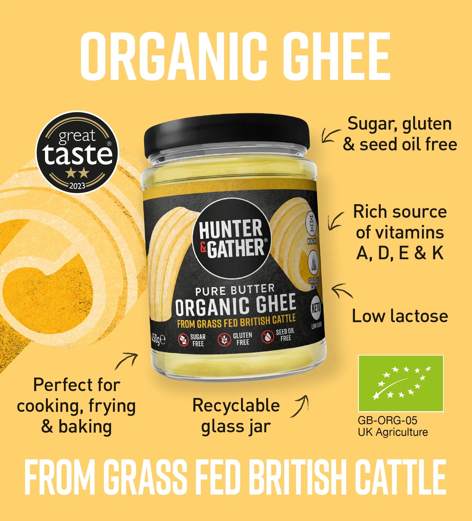 HUNTER & GATHER Grass Fed Organic Ghee 450g